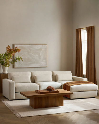 Ashford Deep Seat Chaise Sectional in Performance Chenille Linen Blend - 119" Right Arm / Ink