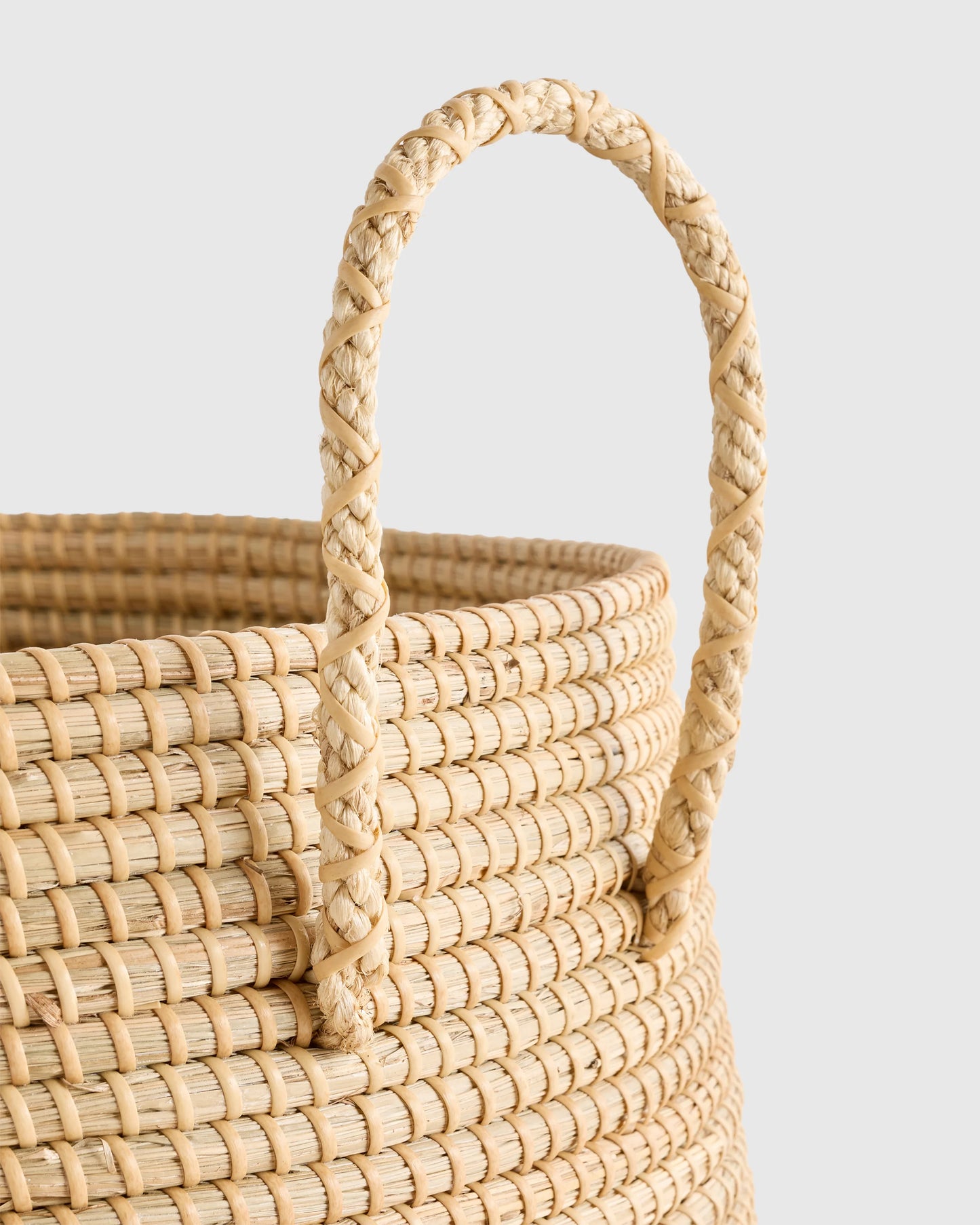 Handwoven Seagrass Lidded Storage Baskets (Set of 3) - Set of 3 (S/M/L) / White Wash