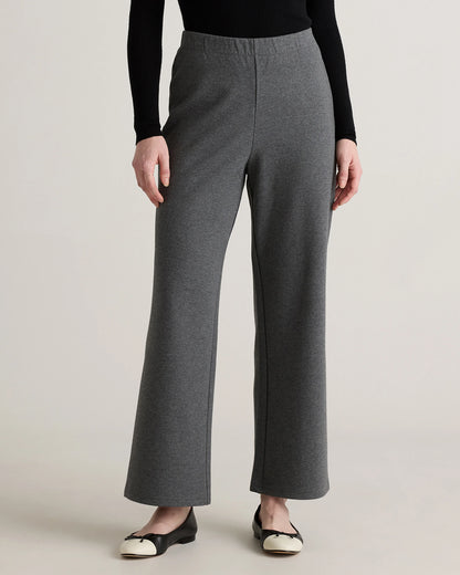 Organic Cotton Double Knit Wide Leg Pants - XS / Bold Black