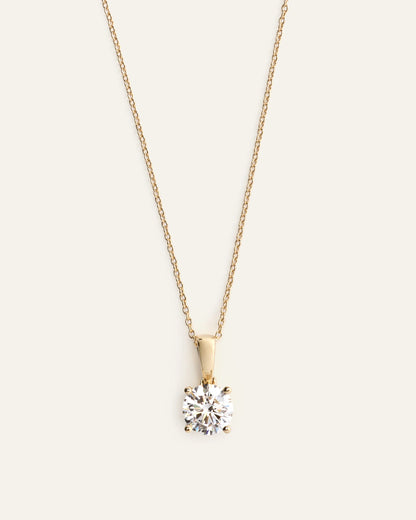 14k Gold Lab Grown Diamond Solitaire Pendant - 1ct - One Size / Yellow Gold
