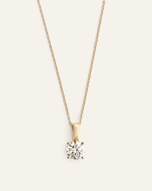 14k Gold Lab Grown Diamond Solitaire Pendant - 1ct - One Size / Yellow Gold