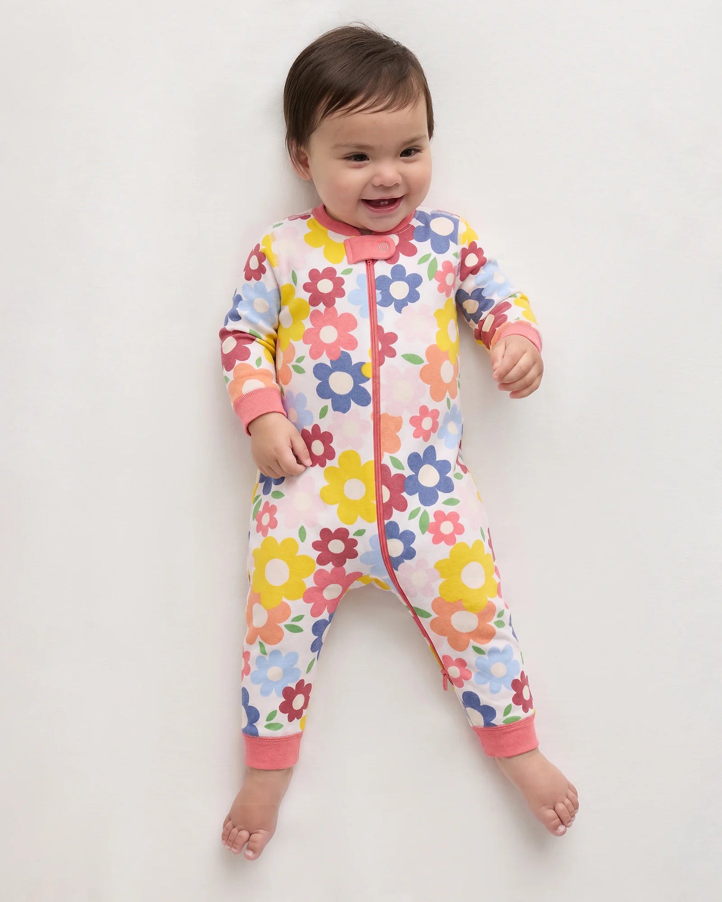100% Organic Cotton One Piece Pajama - 0-3M / Navy Stripe