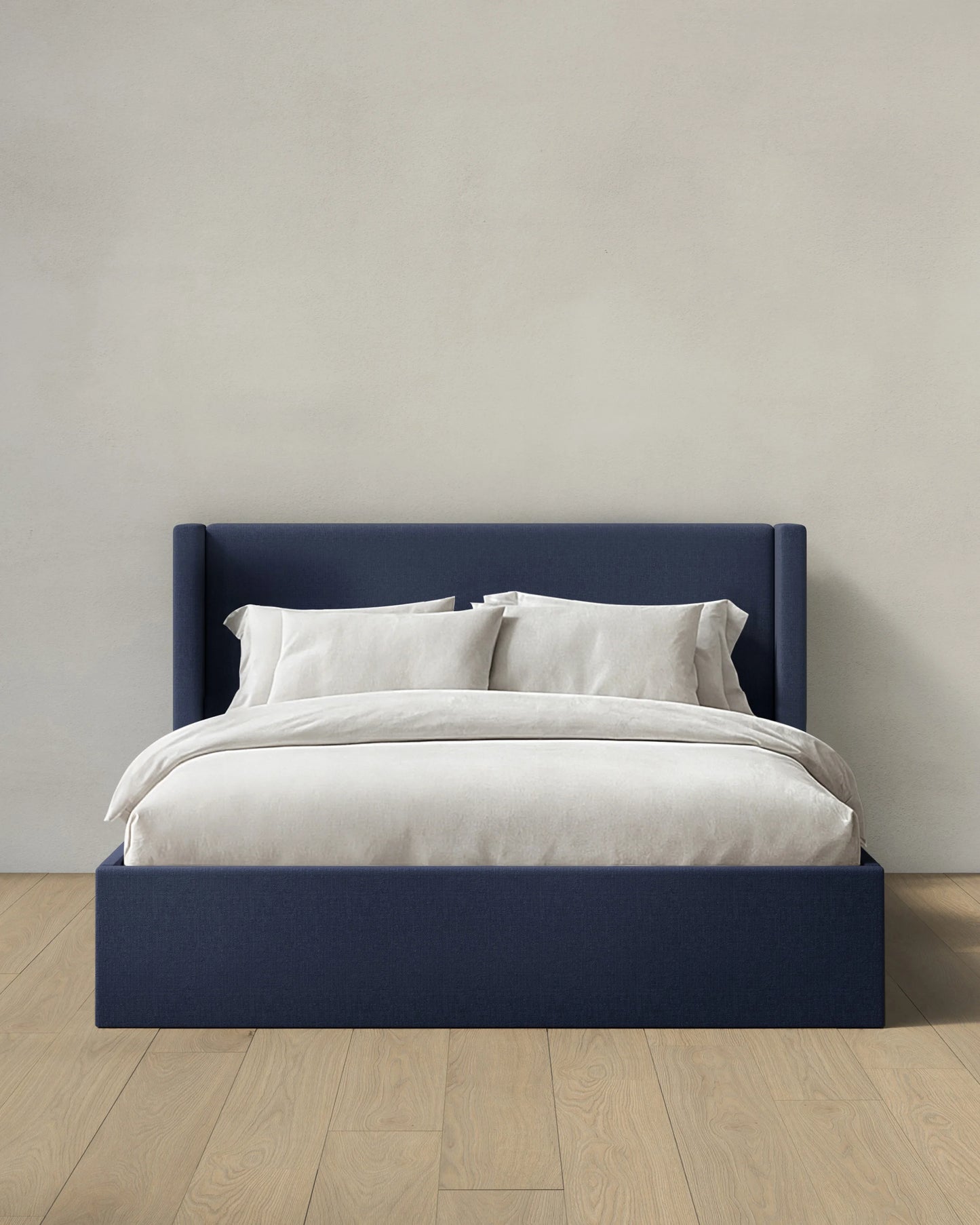 100% Linen Wingback Bed - Full / Canvas
