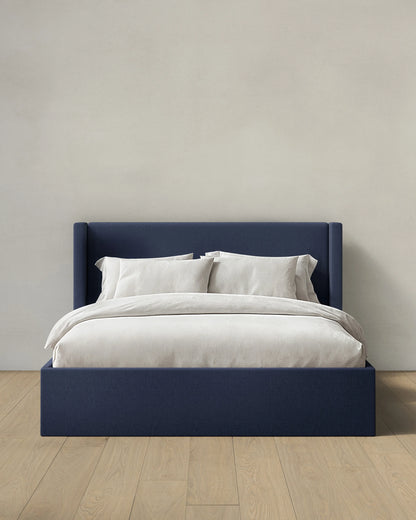 100% Linen Wingback Bed - Full / Canvas