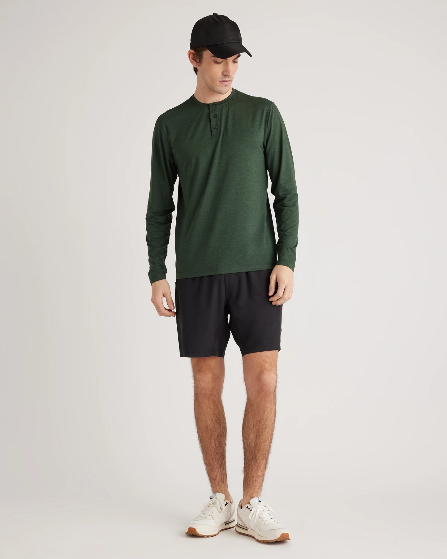 Flowknit Breeze Performance Long Sleeve Henley Tee - XS / Olive