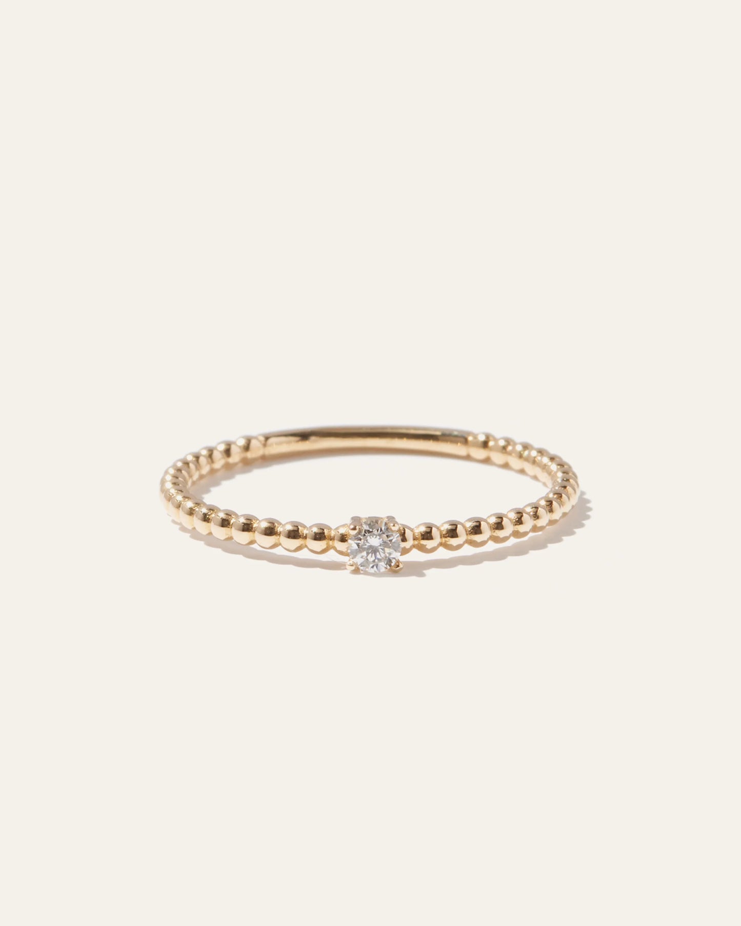 14K Gold Diamond Beaded Ring - 4 / Yellow Gold