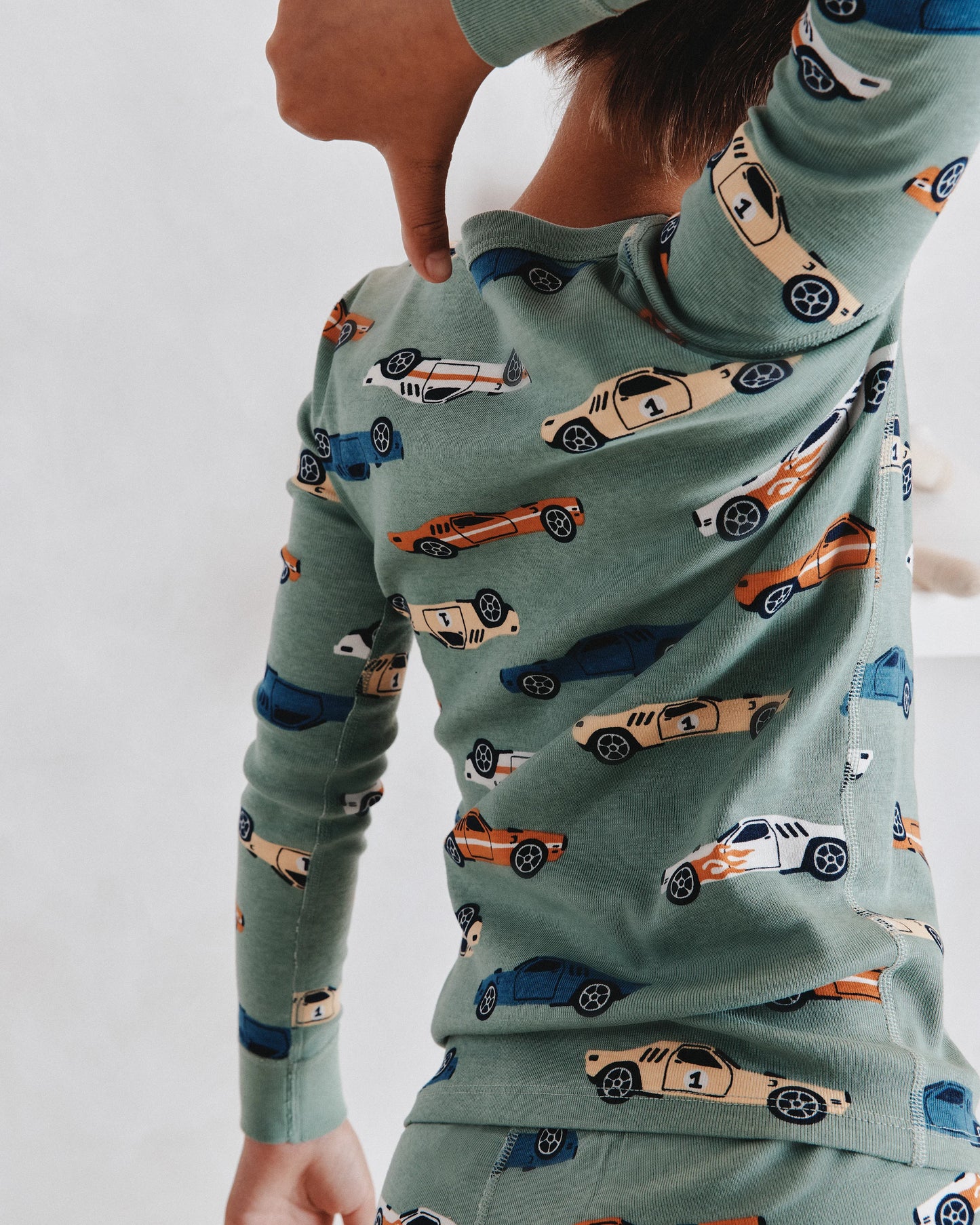 100% Organic Cotton Long Sleeve and Pant Pajama Set - 6 / Navy Stripe