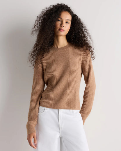 Lightweight Baby Alpaca Ribbed Crewneck - XS / Smoked Charcoal