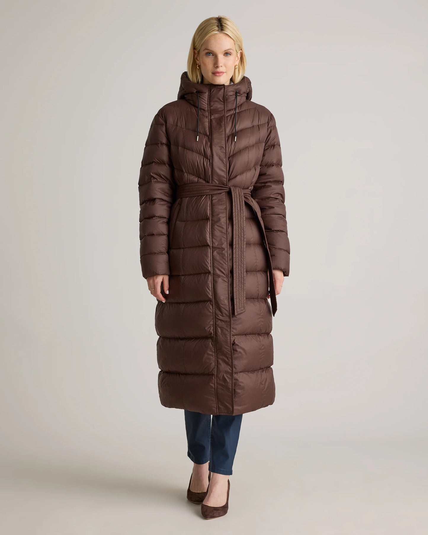 Responsible Down Belted Puffer Maxi Coat - XS / Morel Grey