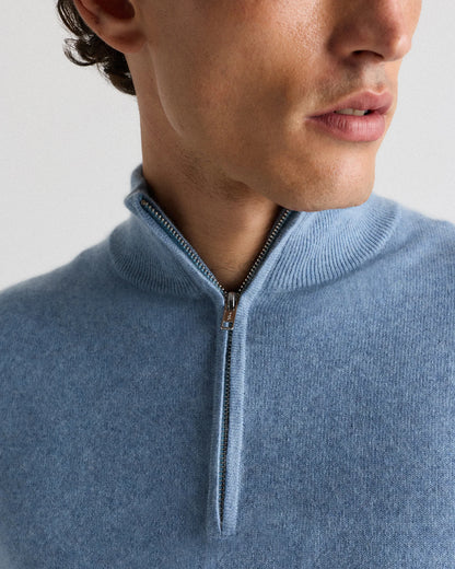 Mongolian Cashmere Quarter Zip Sweater - S / Olive Twist