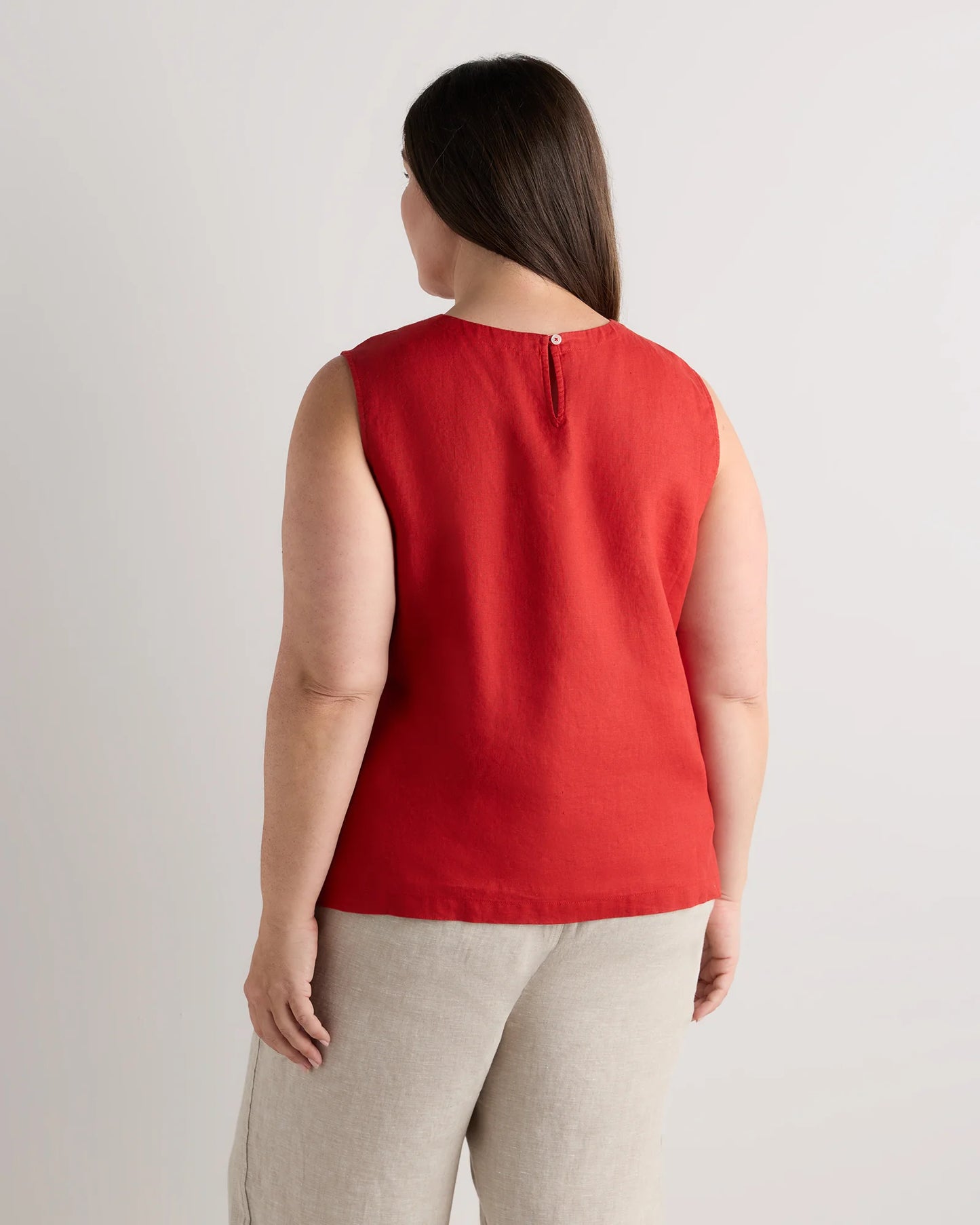 100% European Linen Tank - 1X / White