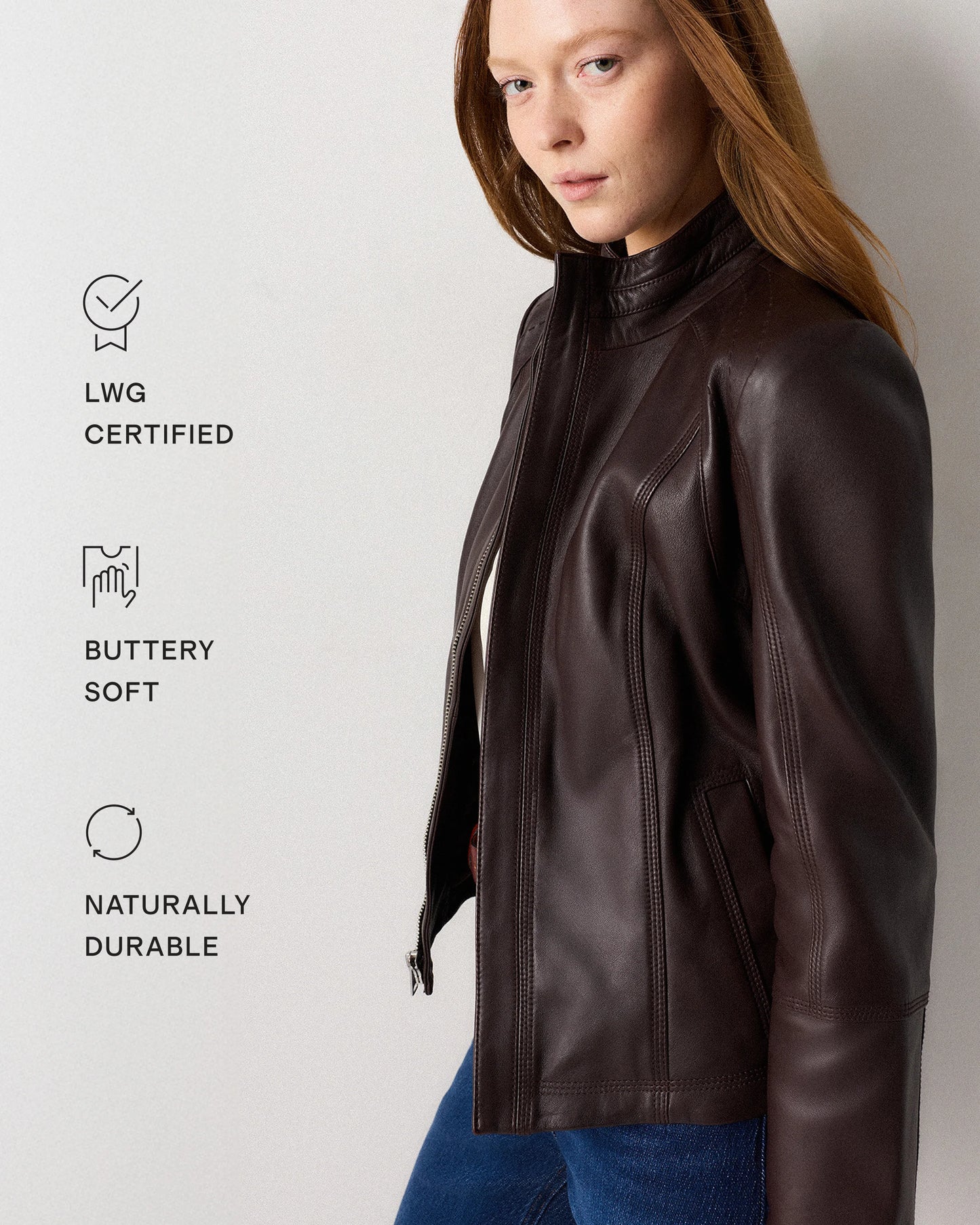 100% Leather Stand-Collar Jacket - XS / True Black