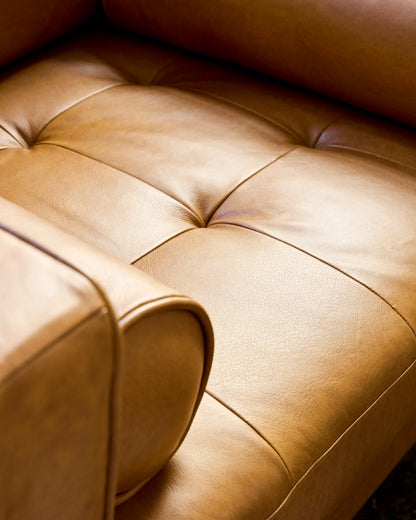 Italian Leather Midcentury Accent Chair - One Size / Chestnut