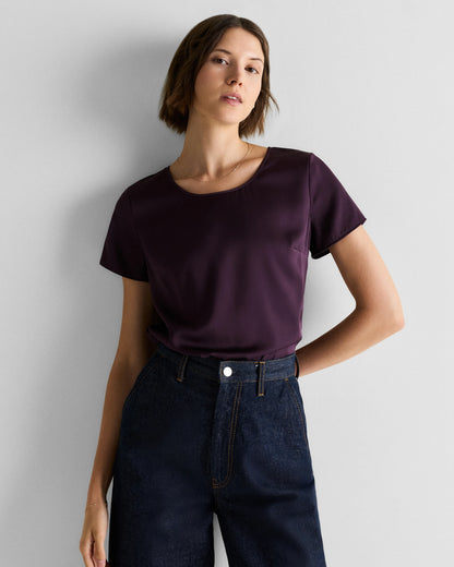 Washable Stretch Silk Tee - XS / Deep Orchid Purple