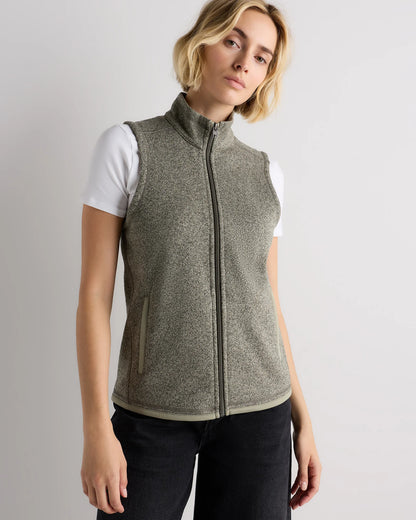 Sweater-Knit Fleece Full-Zip Vest - XS / Heather Mineral Green