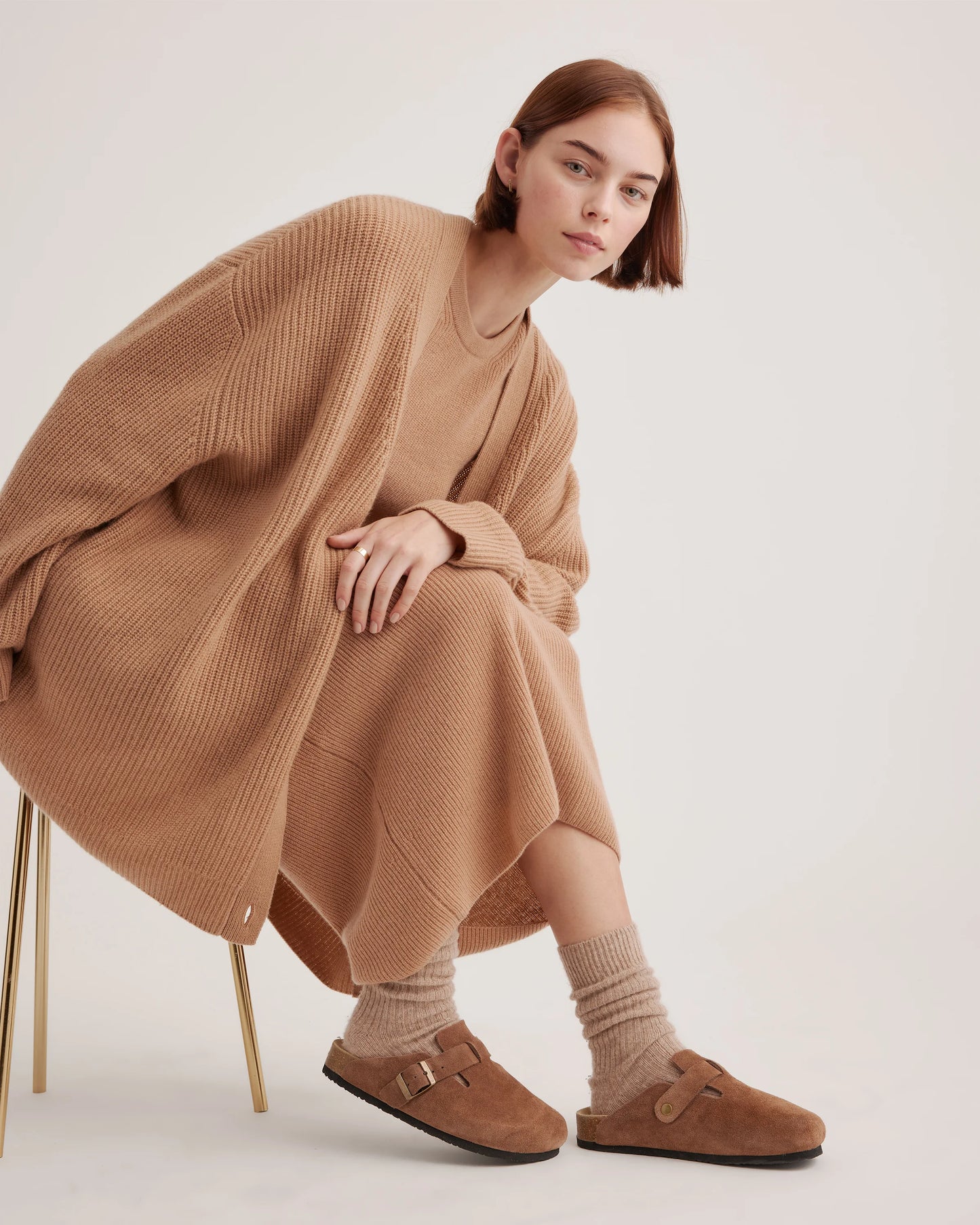 Water Repellent Suede Clog Mule - 5 / Dune