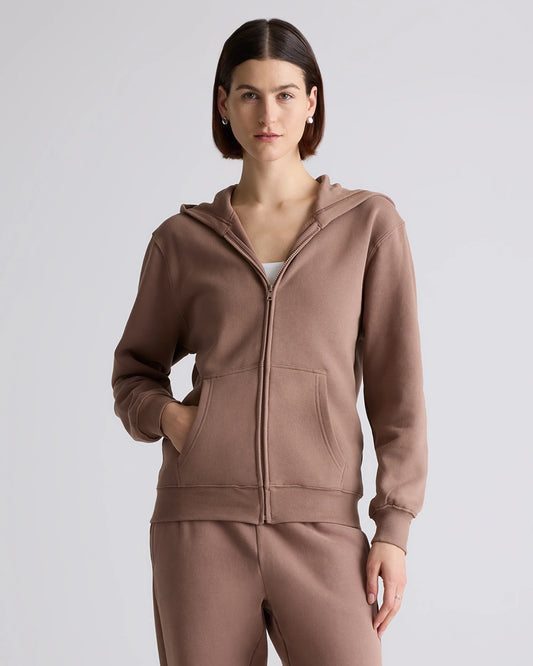 Organic Heavyweight Fleece Full Zip Hoodie - XS / Taupe