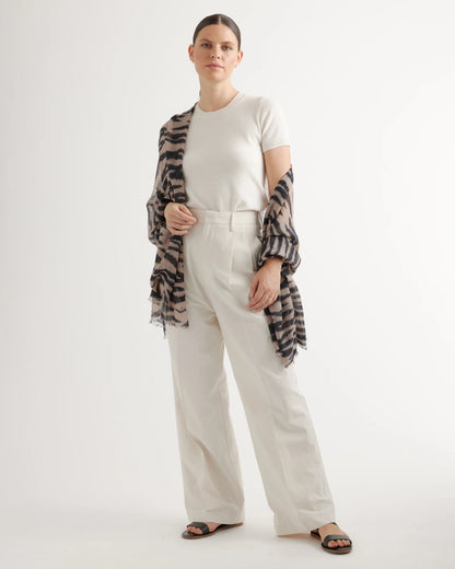 Featherweight Wool Cashmere Frayed Edge Scarf - One Size / Island Sand