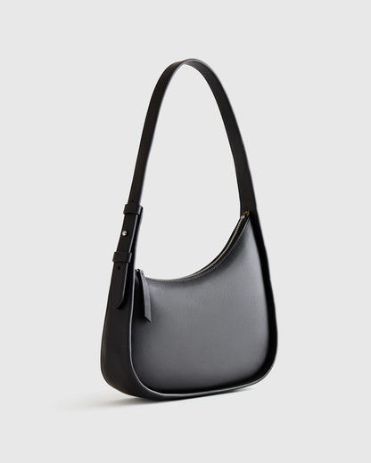 Italian Leather Asymmetrical Mini Shoulder Bag - One Size / Shell Pink