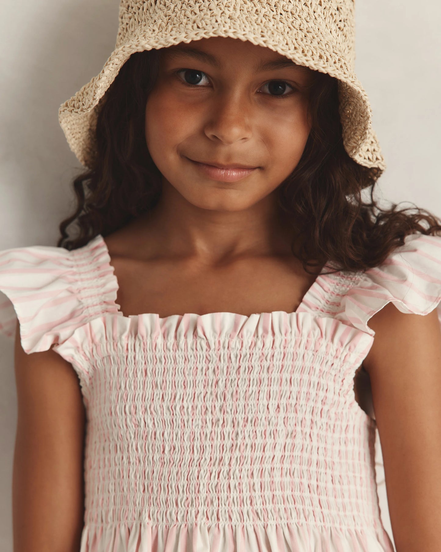 100% Organic Cotton Poplin Smocked Dress - 6 / Apricot Ditsy Floral