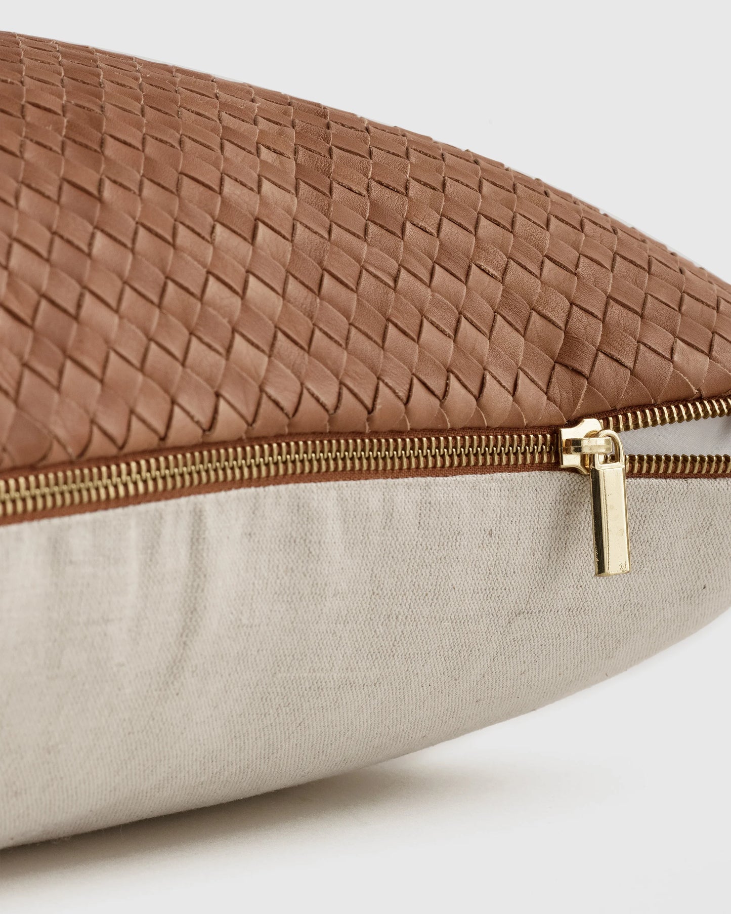 Woven Leather Pillow cover - 20x20 / Chestnut
