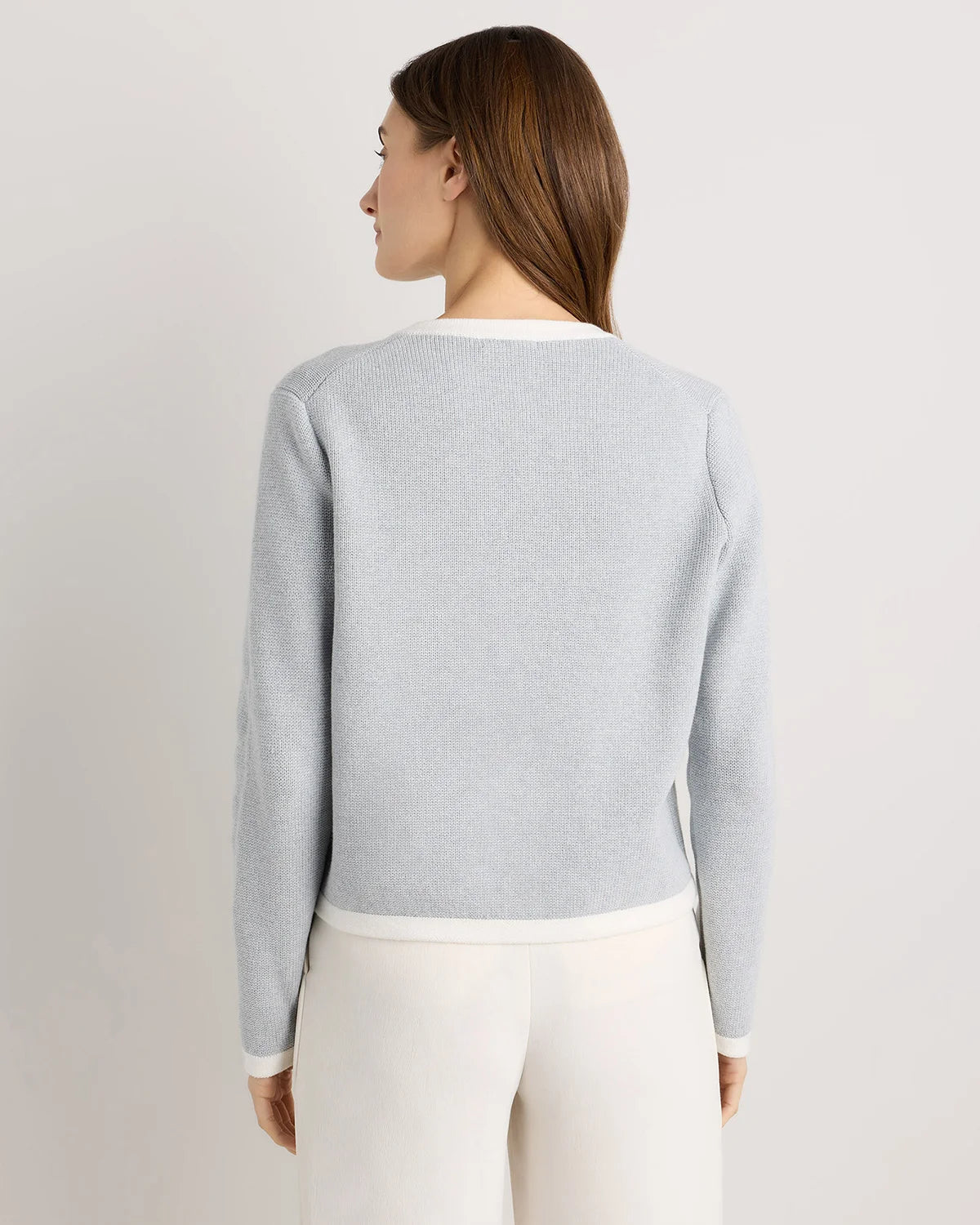 100% Organic Cotton Sweater Jacket - XS / Black/Ivory Colorblock