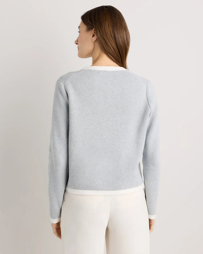 100% Organic Cotton Sweater Jacket - XS / Black/Ivory Colorblock