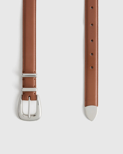 Lola European Leather Western Belt - XS / Black/Silver