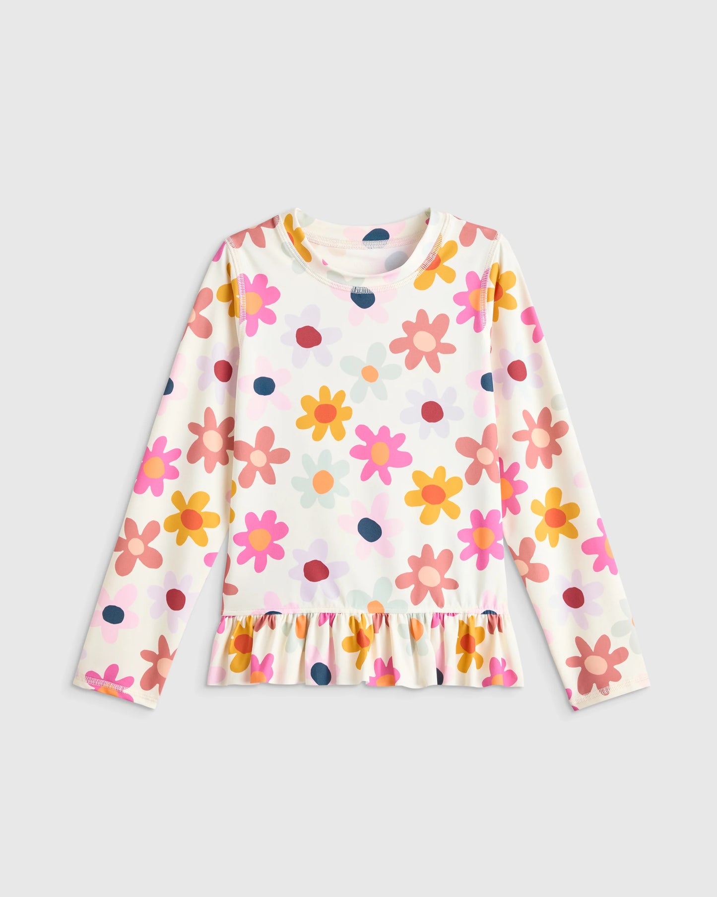 Long Sleeve Ruffle Rash Guard Two-Piece Swimsuit - 6 / Poolside Floral