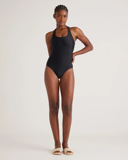 Italian Cross-Back One-Piece Swimsuit - XS / Black