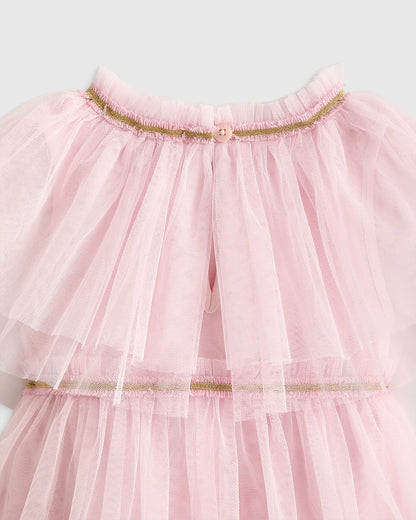 Recycled Tulle Tiered Dress - 6 / Pale Pink