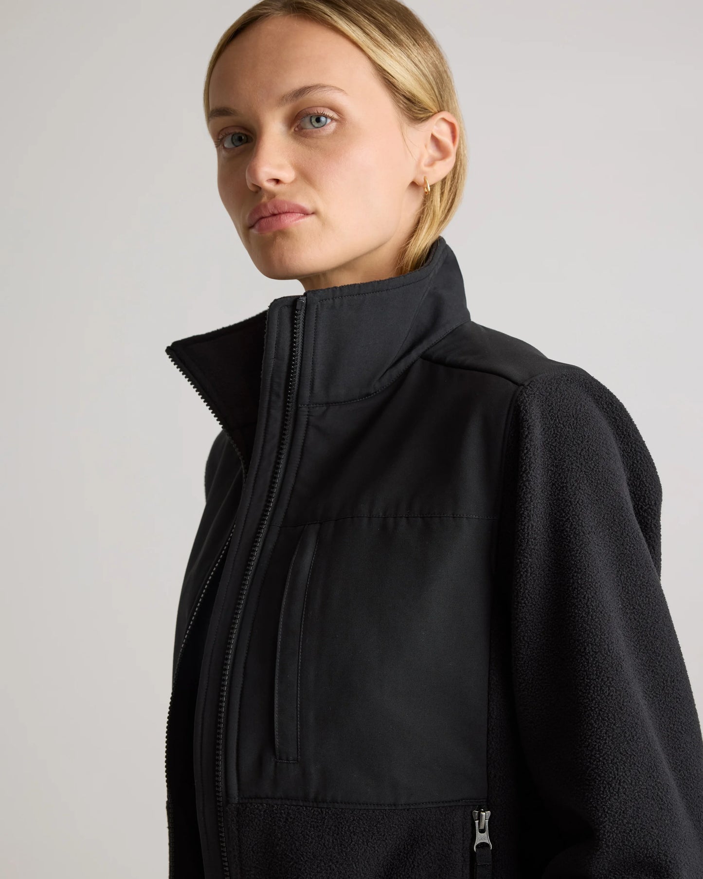 Polar Fleece Full-Zip Jacket - XS / Gravel/Bold Black