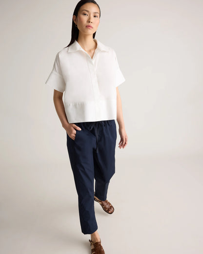 100% Organic Cotton Poplin Pull-On Pants - XS / Garden Green