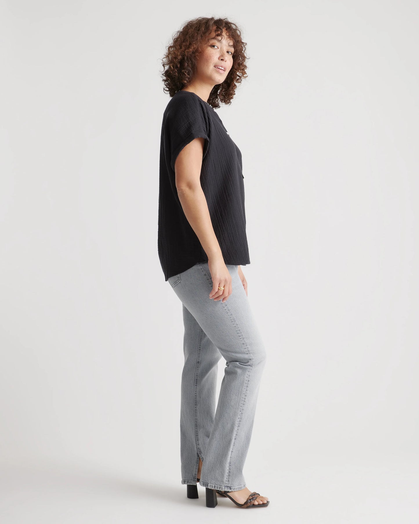 100% Organic Cotton Gauze Roll Sleeve Shirt - XS / Spiced Orange