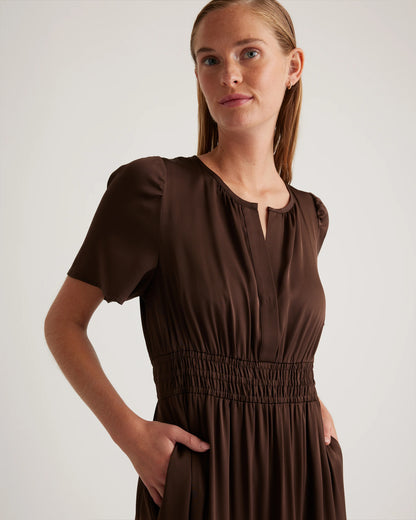 Washable Stretch Silk Tiered Maxi Dress - XS / Navy