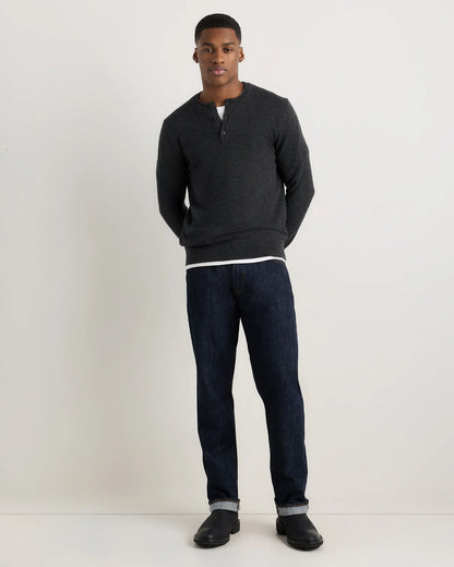 Mongolian Cashmere Henley Sweater - S / Brown