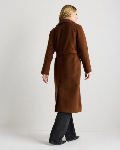 Camel Hair Double-Breasted Long Wrap Coat - XS / Vicuna