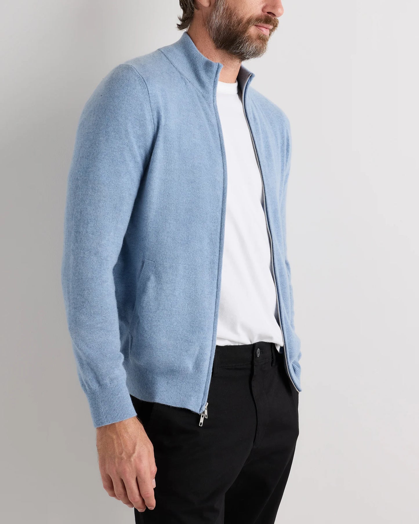 Mongolian Cashmere Full Zip Sweater - S / Teak