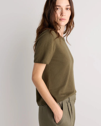 Lightweight Cotton Cashmere Relaxed Sweater Tee - XS / Sugar Stone
