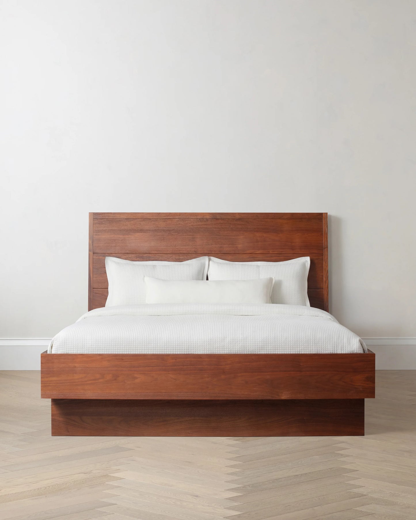 Solid Wood Platform Bed - Queen / Walnut Brown