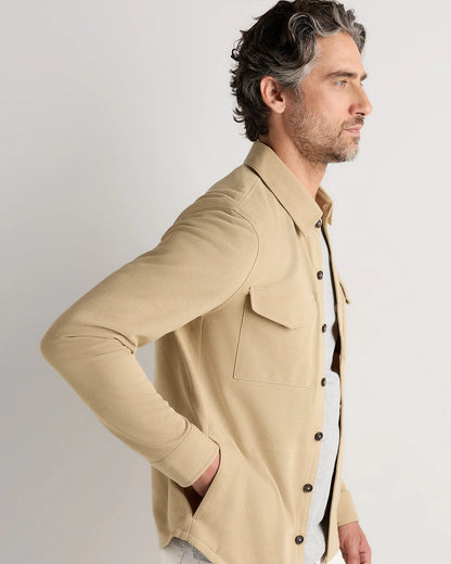 Cotton Pique Knit Overshirt - XS / Heather Charcoal