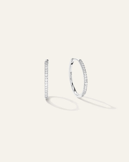 14K Gold Diamond Pave Hoops - One Size / Yellow Gold