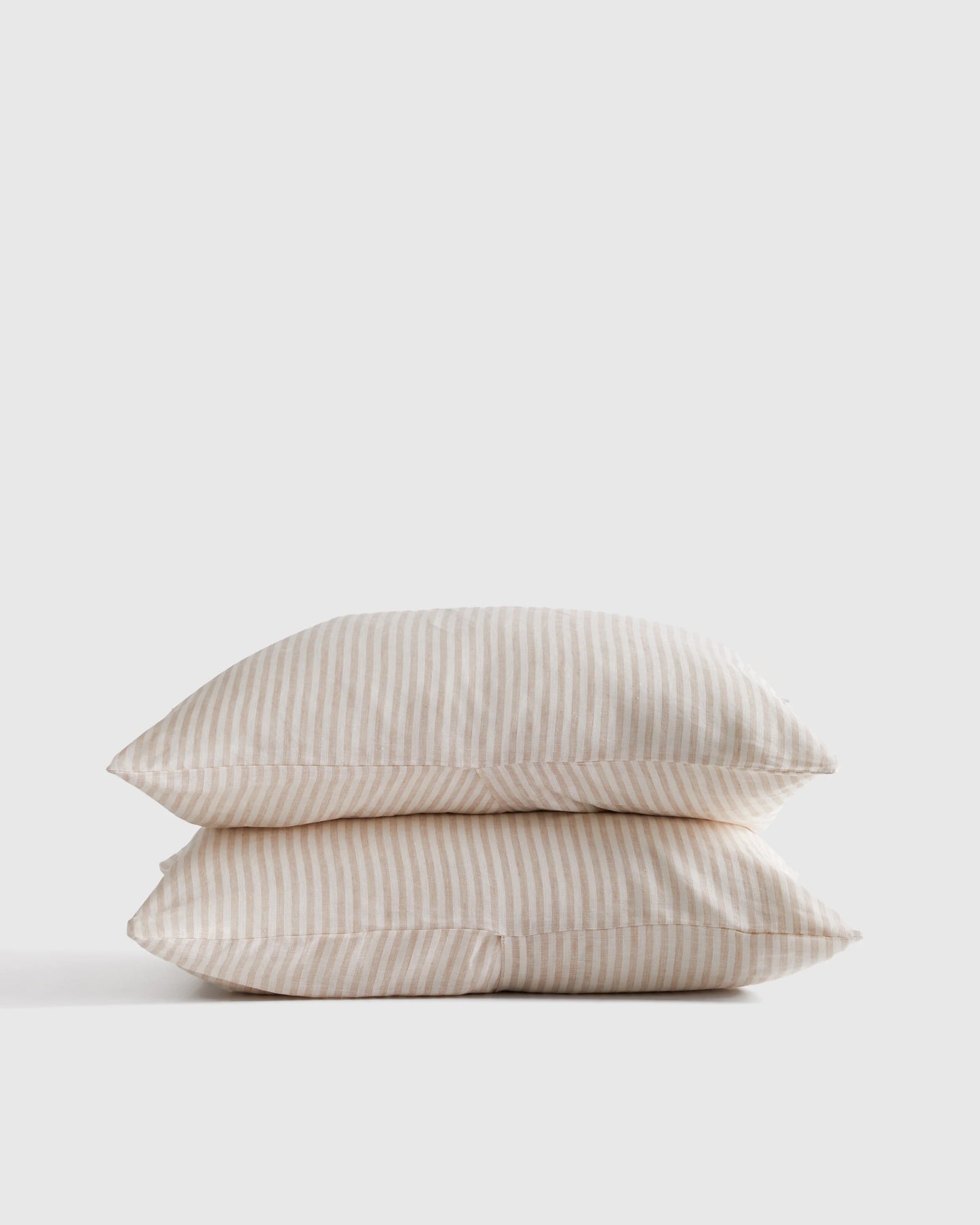 European Linen Stripe Sham Set - Standard / Natural/White Stripe
