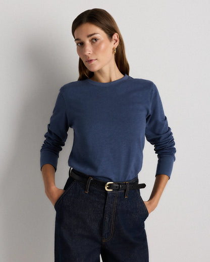 100% Organic Cotton Slub Long Sleeve Tee - XS / Smoked Thyme Green