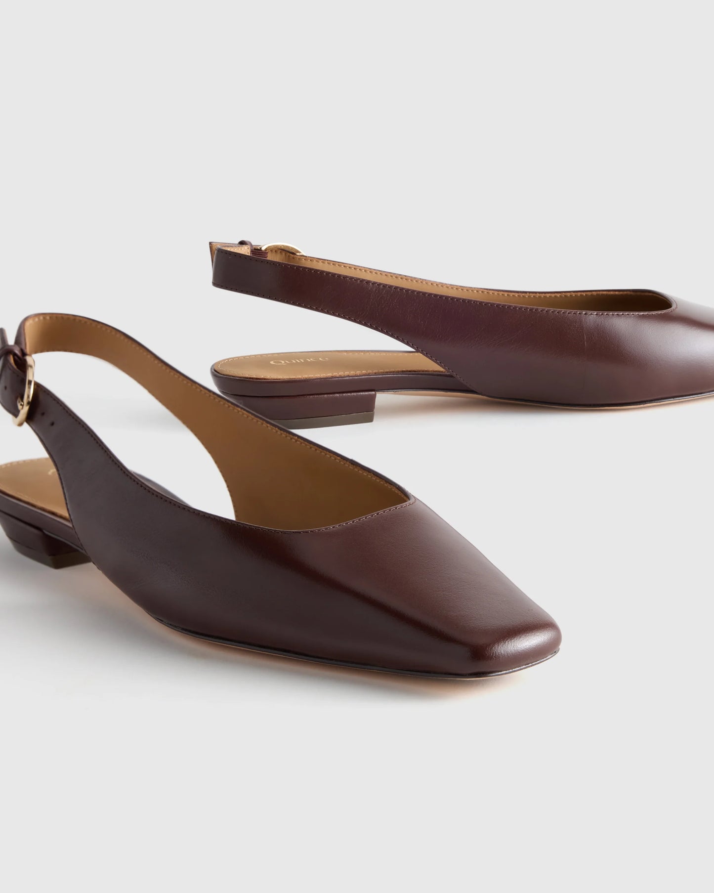 Italian Leather Slingback Flat - 5 / Bone