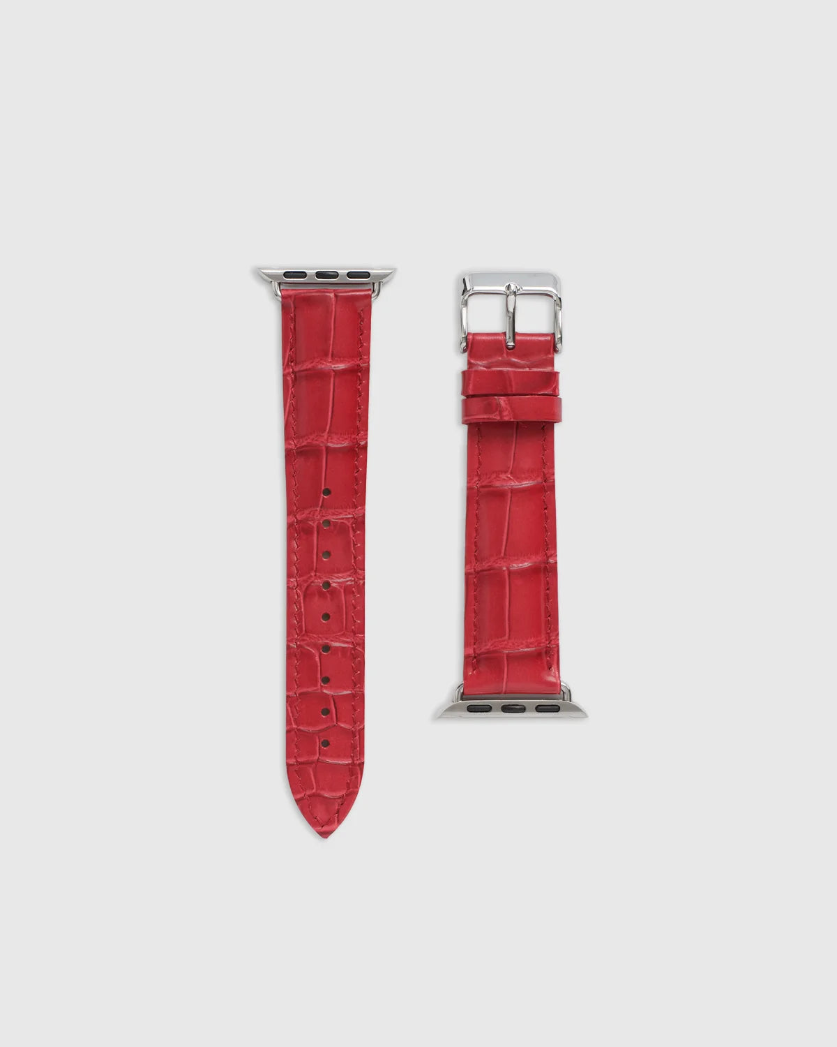 Croc-Embossed Leather Apple Watch Band - 38mm - 42mm / Red