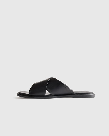 Italian Leather Crossover Slide - 5 / Cognac