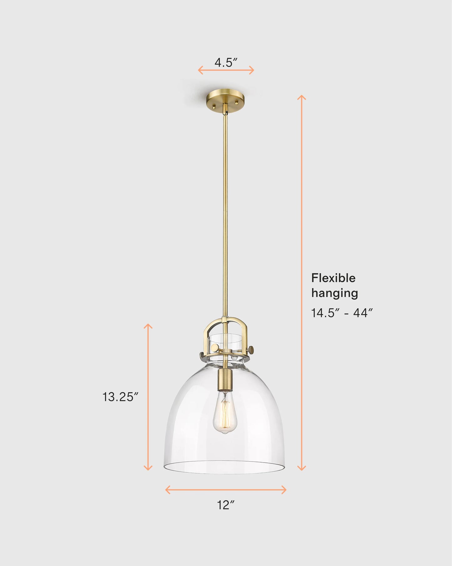Minimalist Glass Bell Pendant Light - One Size / Brass