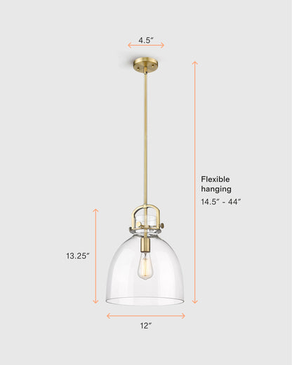 Minimalist Glass Bell Pendant Light - One Size / Brass