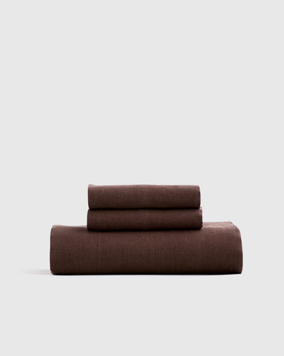 European Linen Fitted Sheet Set - Twin / Peach
